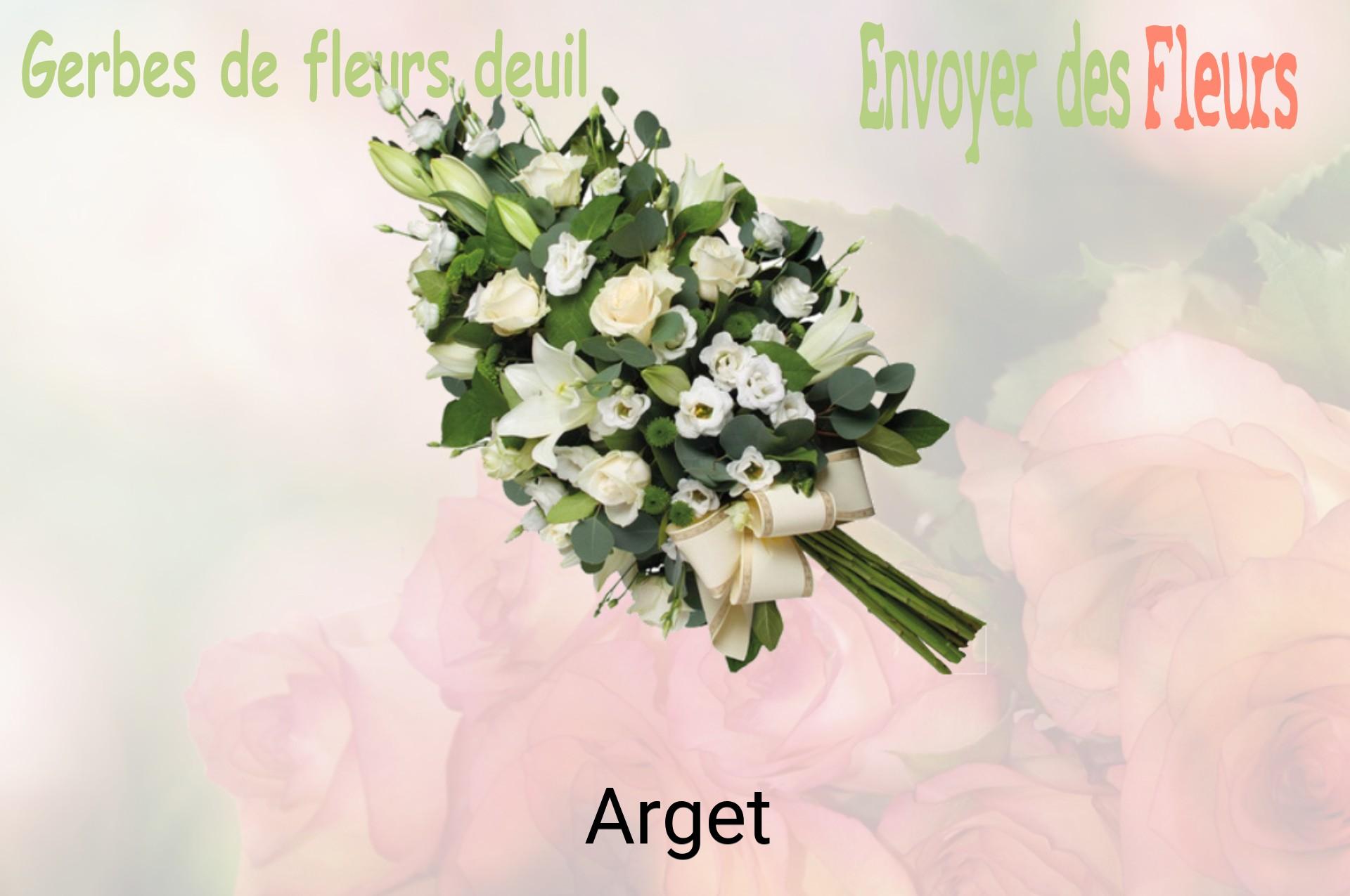 Gerbe de fleurs de deuil livrée à Arget